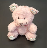 Breloc Ursuleț de pluș roz cu cristale și fundiță – 14cm